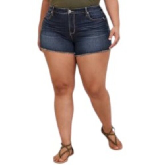 Torrid High Rise A-Line Shortie Short in Vintage Stretch Dark Wash 14 - Picture 1 of 4